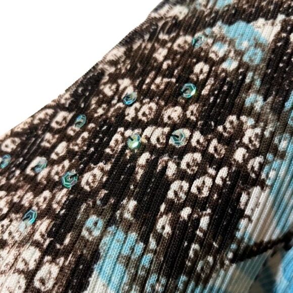 Alison Sheri Long Sleeve Abstract Print Top with Sequin Embellishment Size Large - Picture 4 of 10